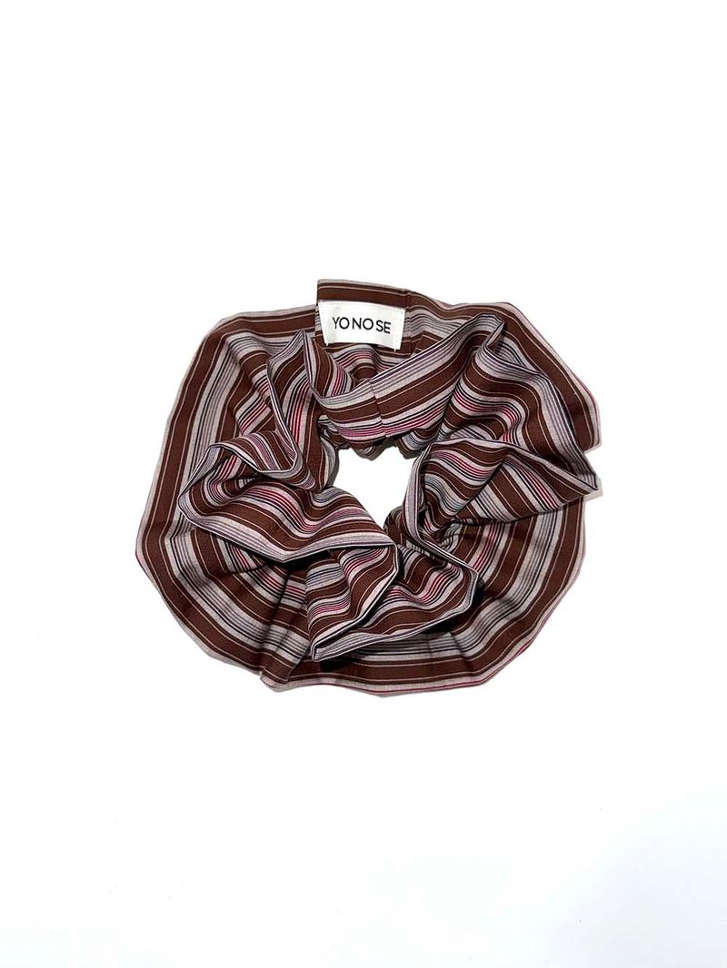 PETAL STRIPE SCRUNCH / BROWN