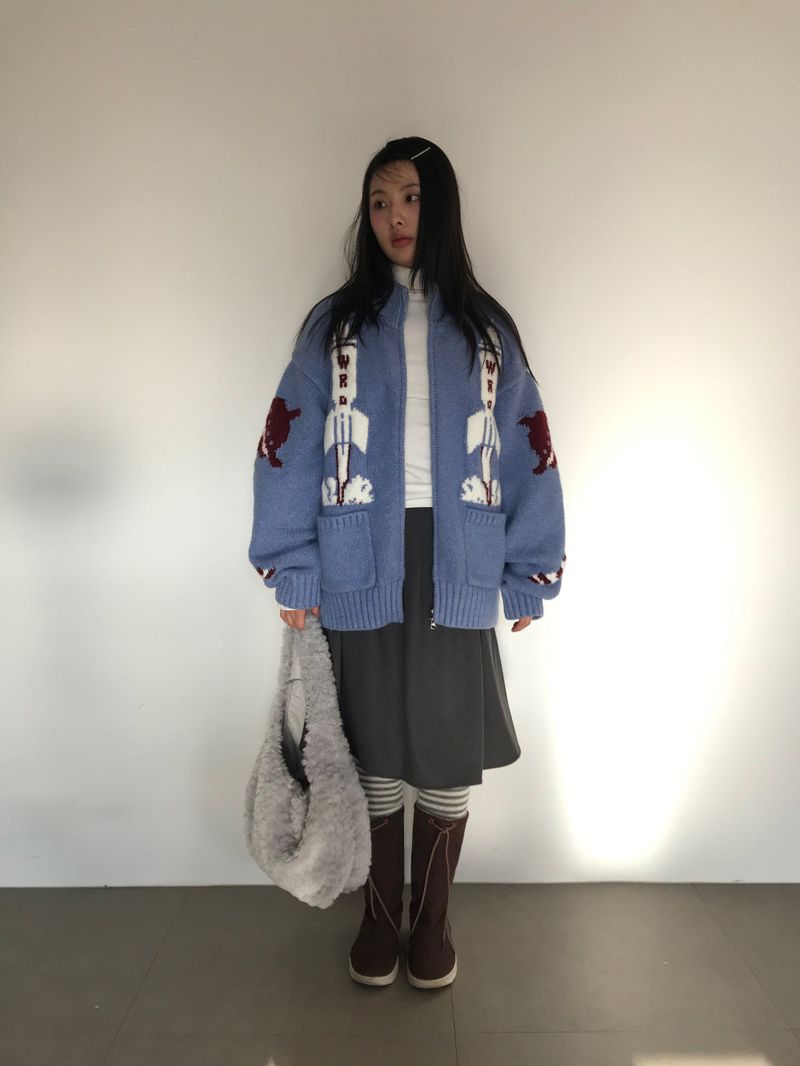 Hubble High Neck Knit Zip-Up (2 Colors)