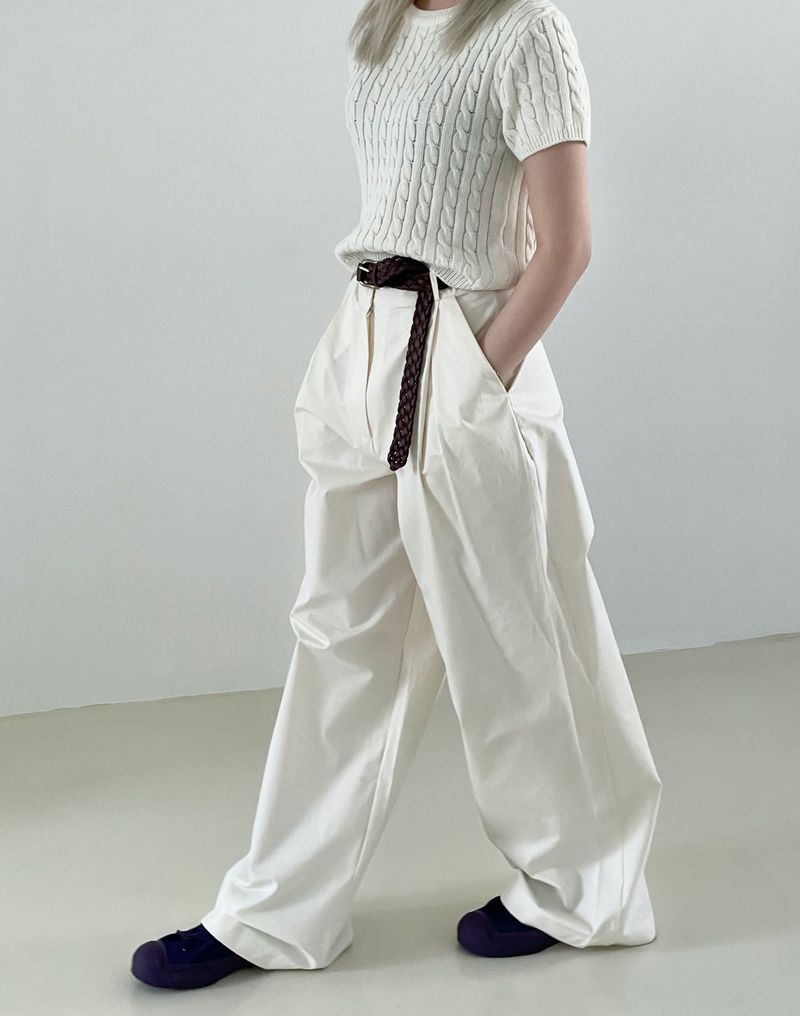 Dull bizo pintuck wide pants