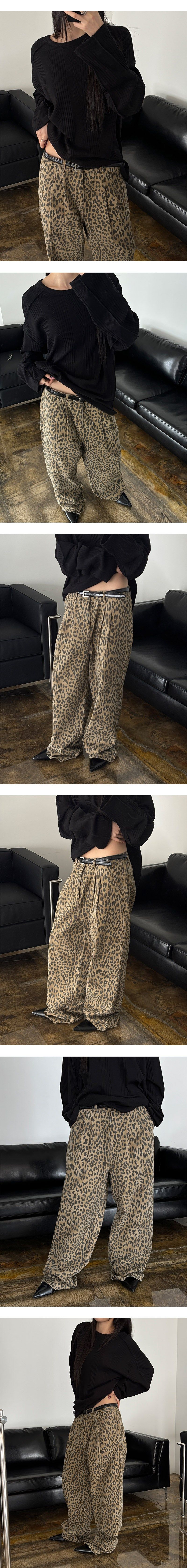 [Unisex] Two tuck leopard pants(3color)