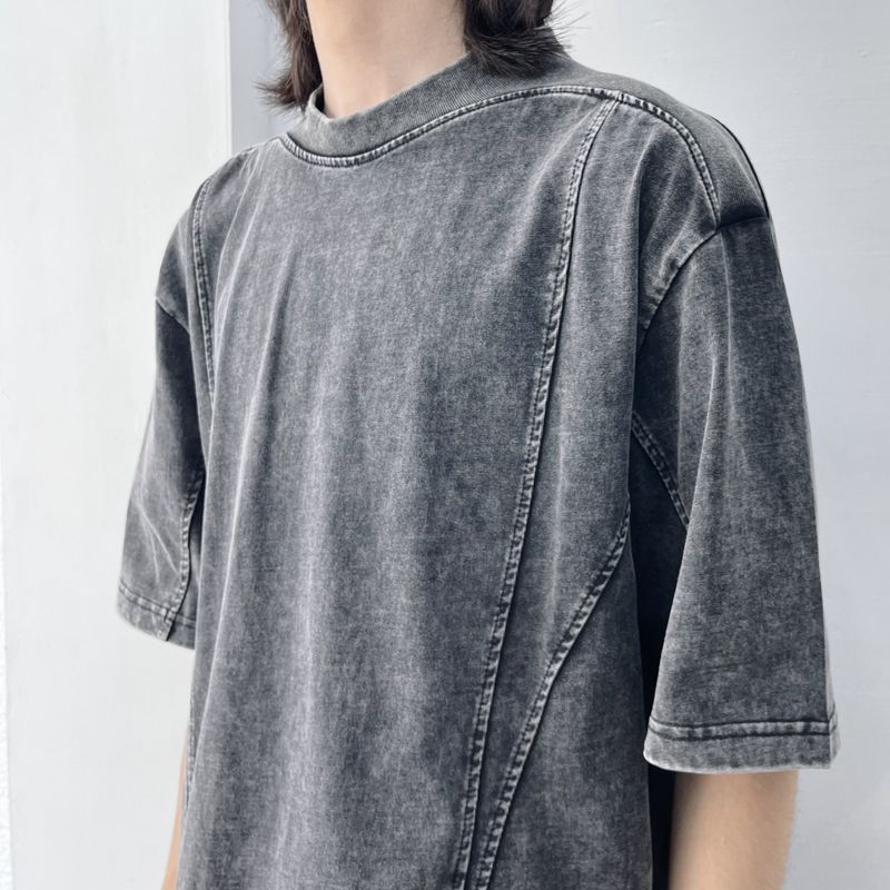 Retro Charcoal Paneled Wide Tee