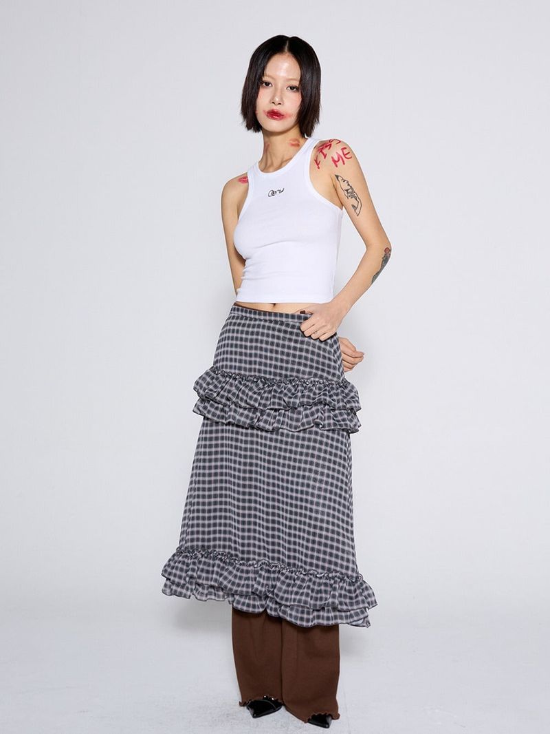 calloutnewyear(cony)(コールアウトニューイヤー(コニー))の「CHECK FRILL SKIRT / PURPLE(Skirts)」