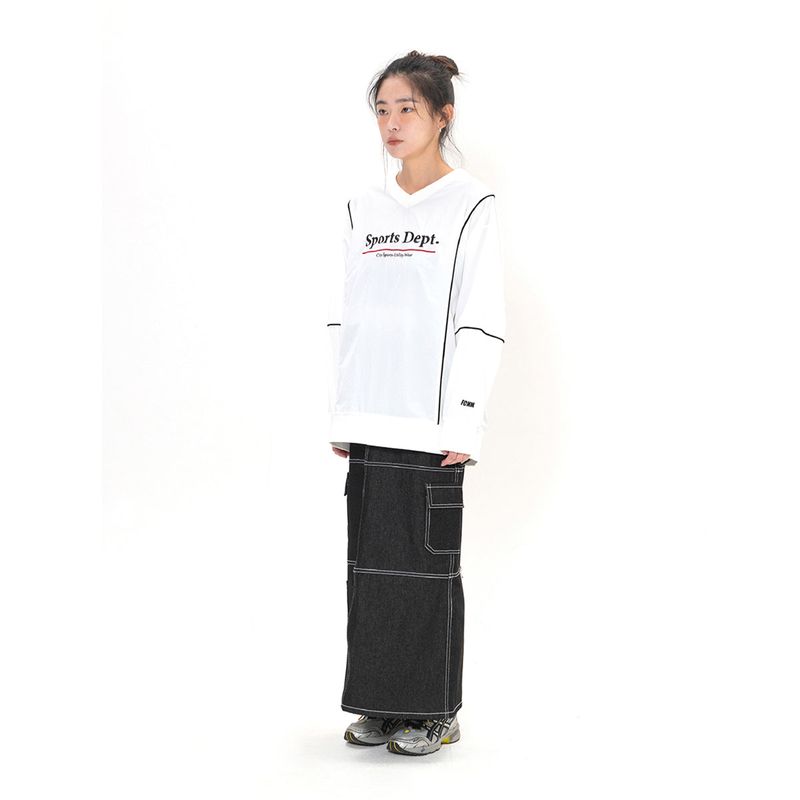 Sports Dept Logo Piping Nylon Pullover - White