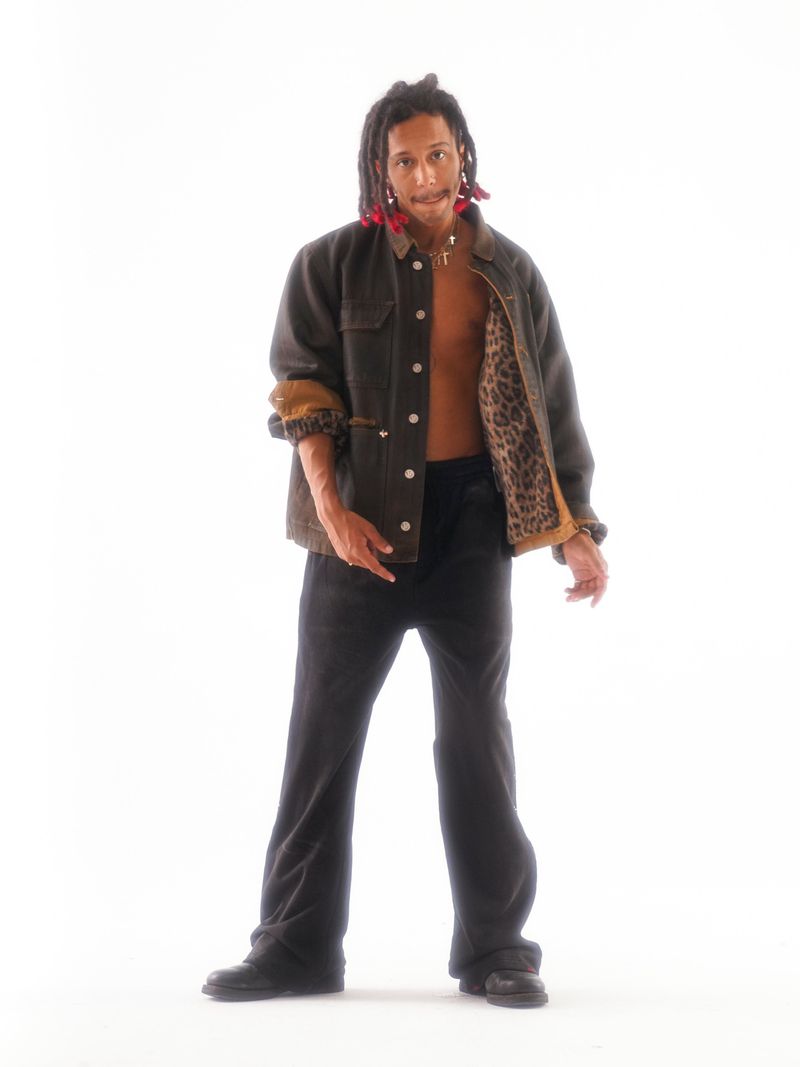 WASHED DISTRESSED RANDOM STITCH HOT-STUDDED DRAWSTRING SWEATPANTS