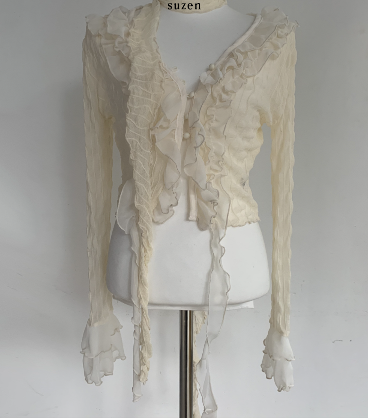 Mayou Shirring Scarf Blouse (ivory)