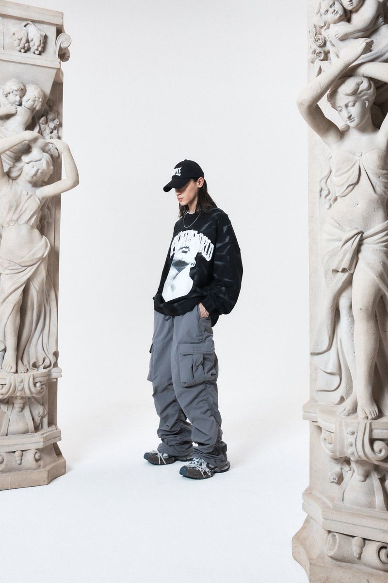 padded pocket shirring pants (GRAY)