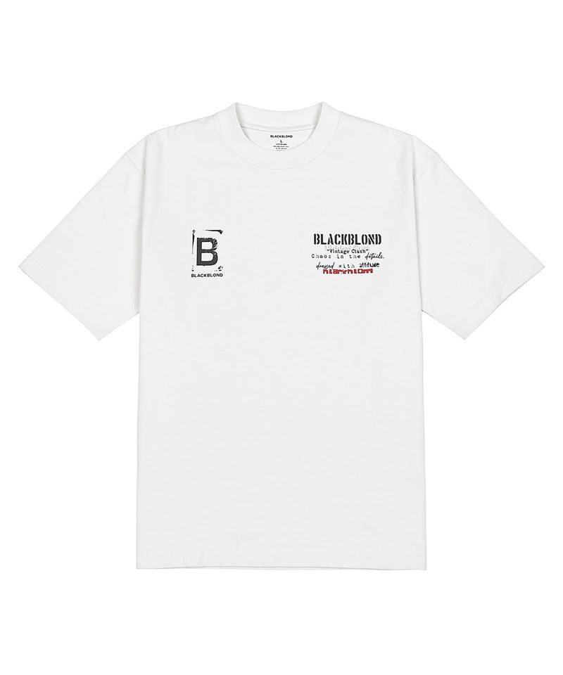 BLACKBLOND(ブラックブロンド)の「BBD Vintage Clash Pigment T-Shirt (Vintage White)(Tops)」
