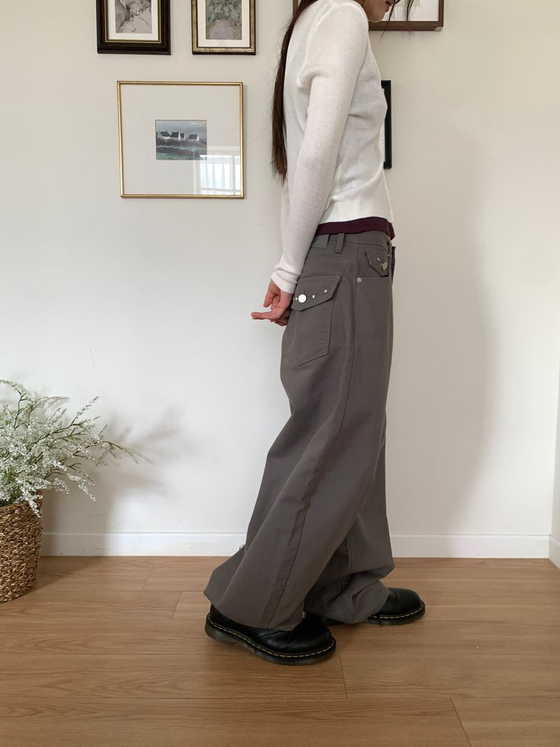 TWILL BACK POCKET STUD PANTS (3C)