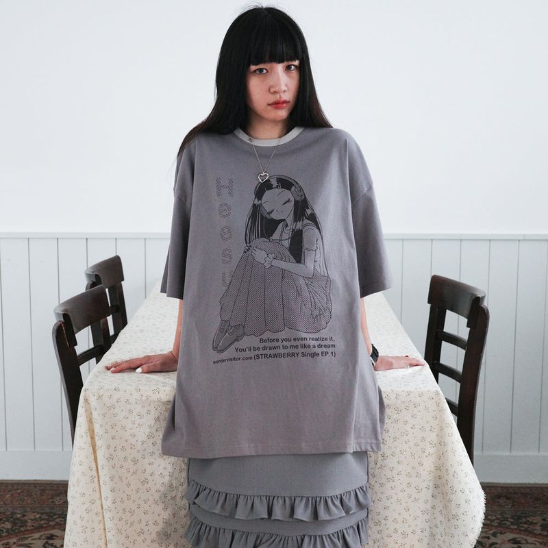 wonder visitor（ワンダービジター）の「HEESU Overfit T-shirt [Grey]（Tops）」