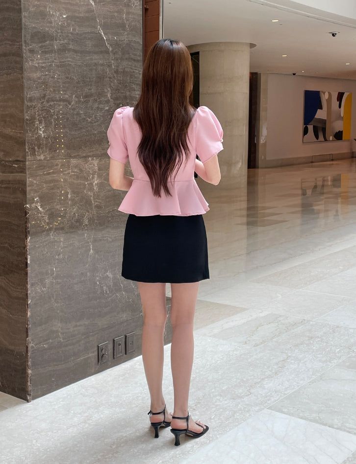 Beable Wrap Pleated Tweed Skirt Pants