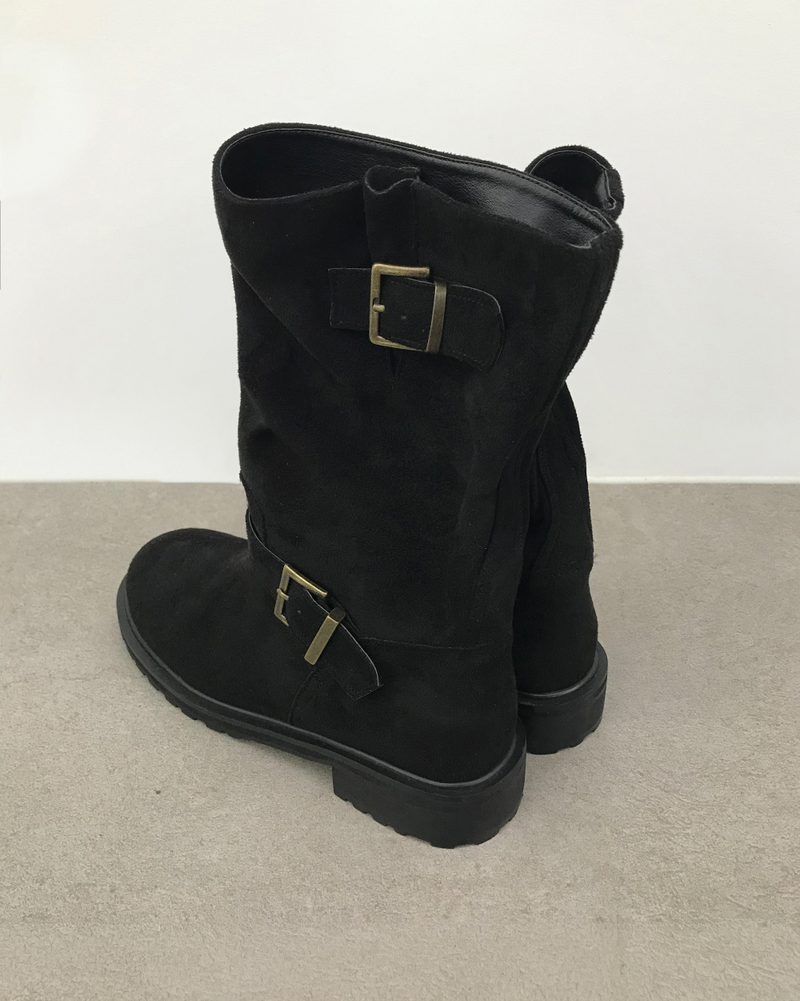 Velour suede buckle boots (2color)