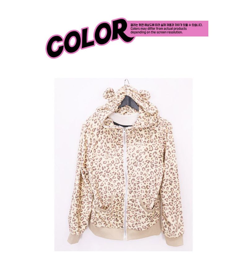 mimi leopard bear hood zip-rp (기모)