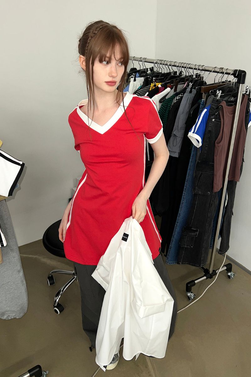V NECK LINE OPS (RED)