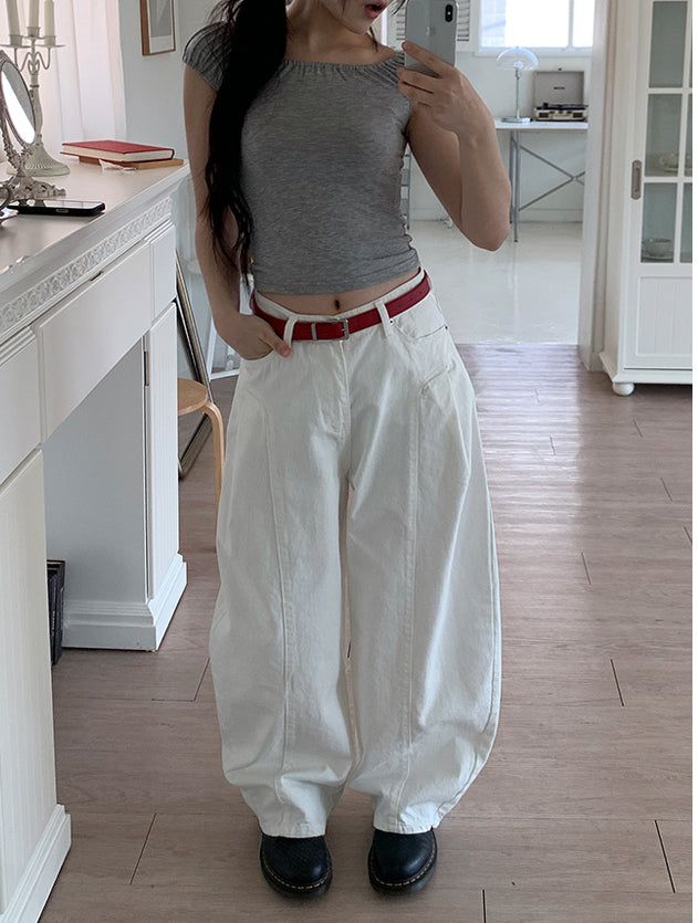 PELVIS PINTUCK BALLOON PANTS (3C)