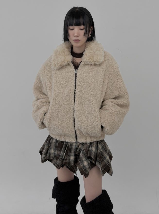 Reversible Fur Collar Quilted Dumble Jumper