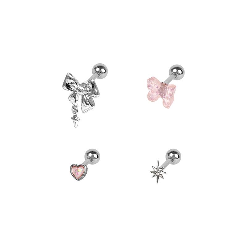 [SET] Butterfly Heart Ribbon Drop Piercing