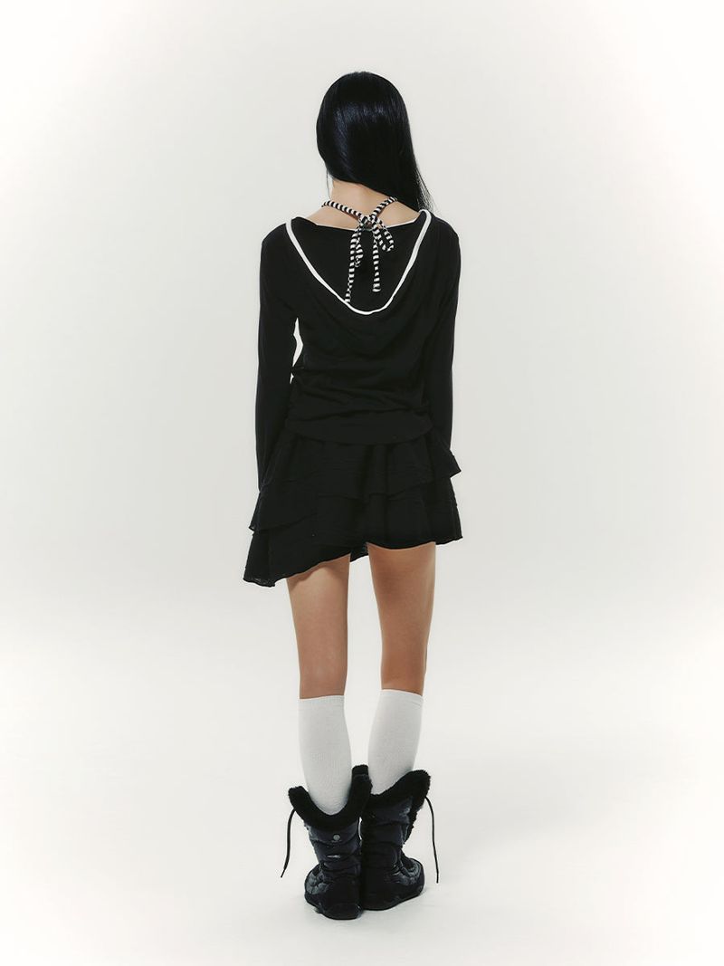 STRING TIED L/S BLACK