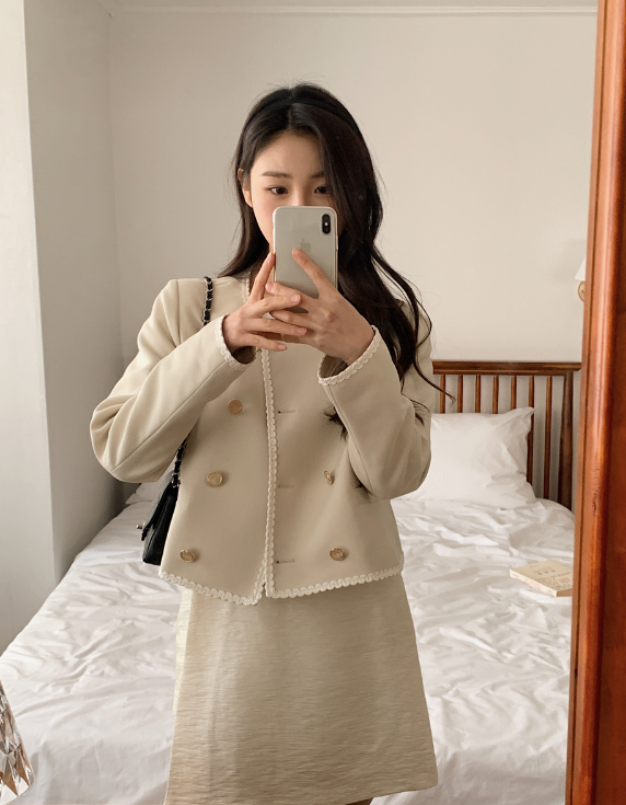 [SHOPPERMADE] Wave Line Double Button Jacket (3color)