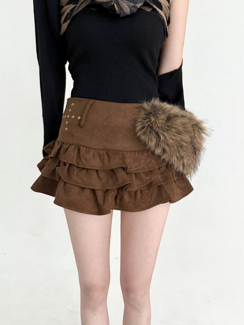 Seow（ソウ）の「1545. Mink cross cancan suade mini sk (2color)（Skirts）」