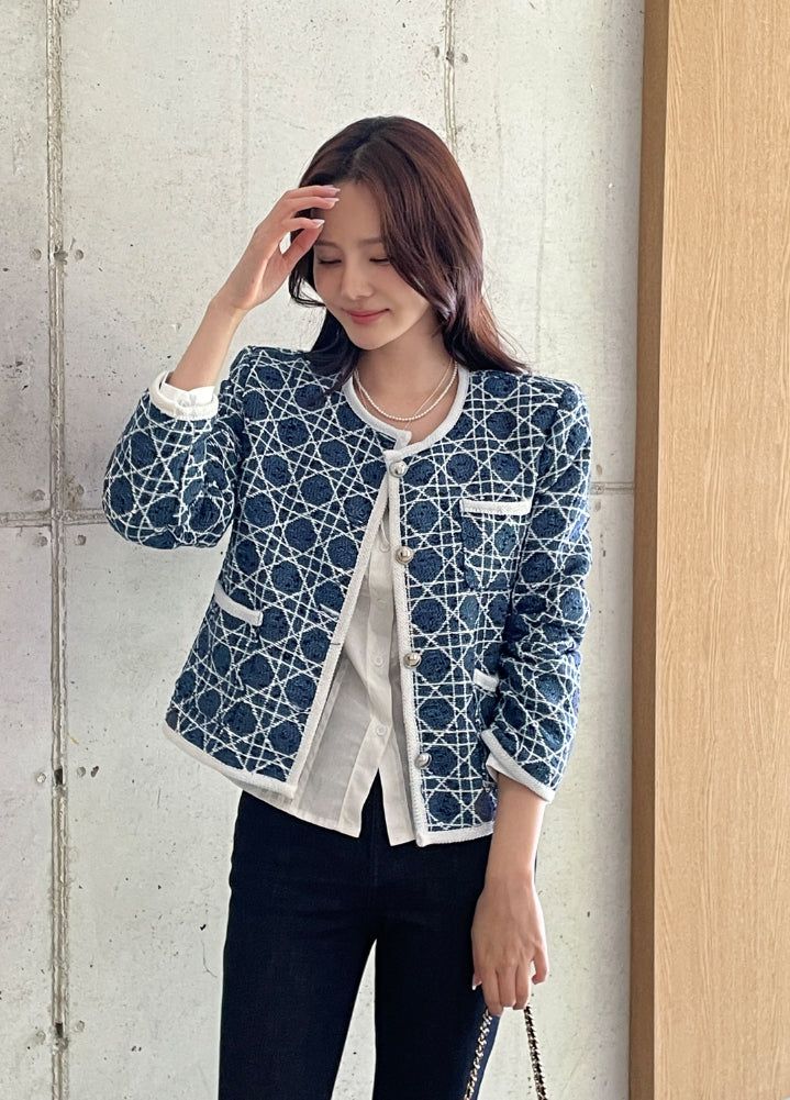 Mondel Cannage Color Matching Tweed Jacket
