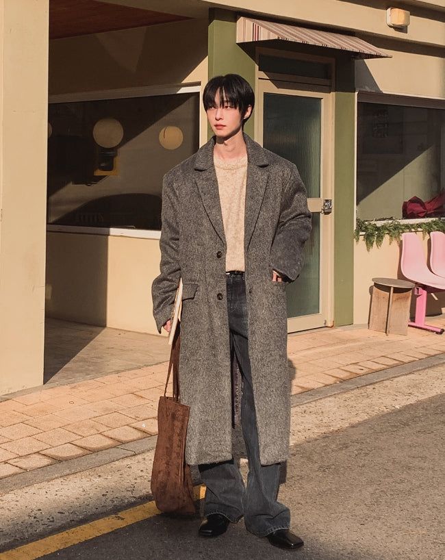 Solive Maxi Long Herringbone Single Coat