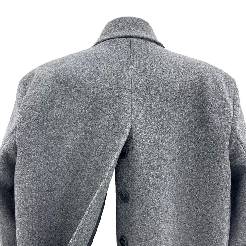[UNISEX] Wool back button maxi long coat (Gray)