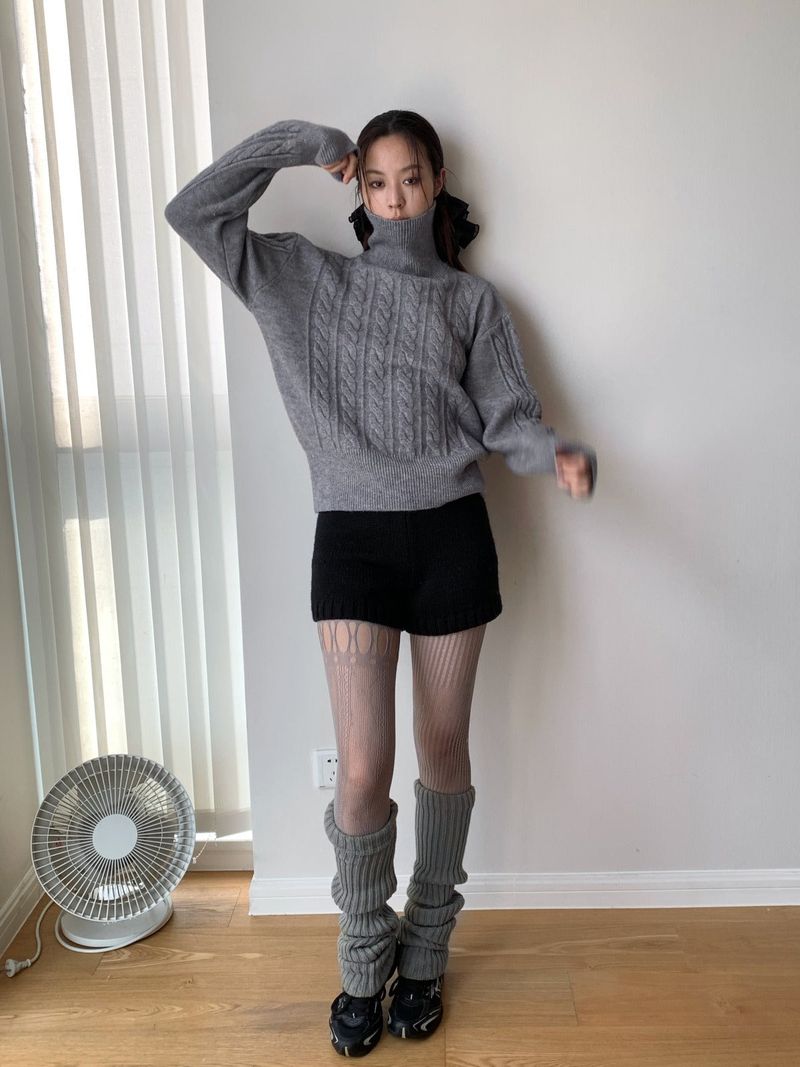 Jacquard Turtleneck Twisted Wool Knitwear