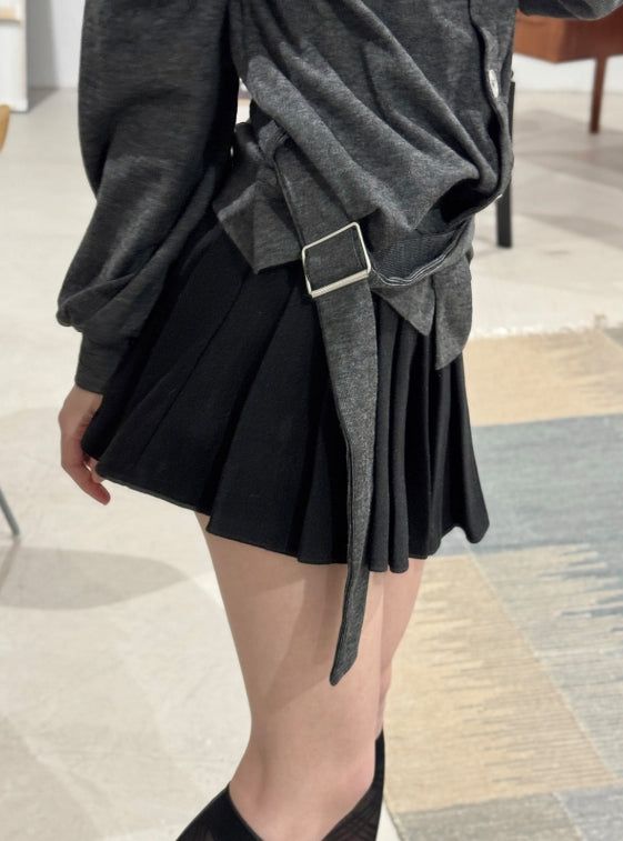Buckle Strap High Neck Jersey Top