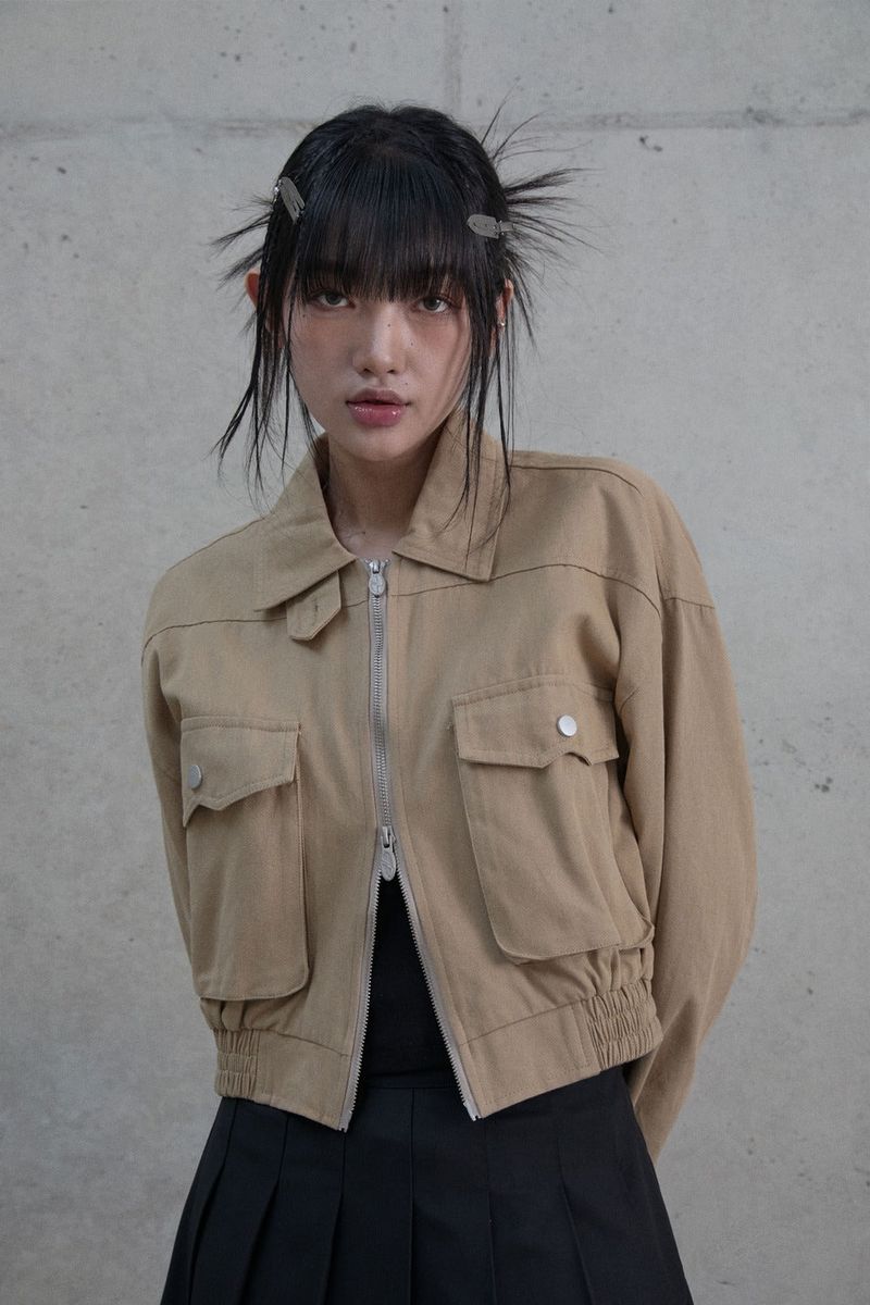 (W) Short cotton Harrington jacket