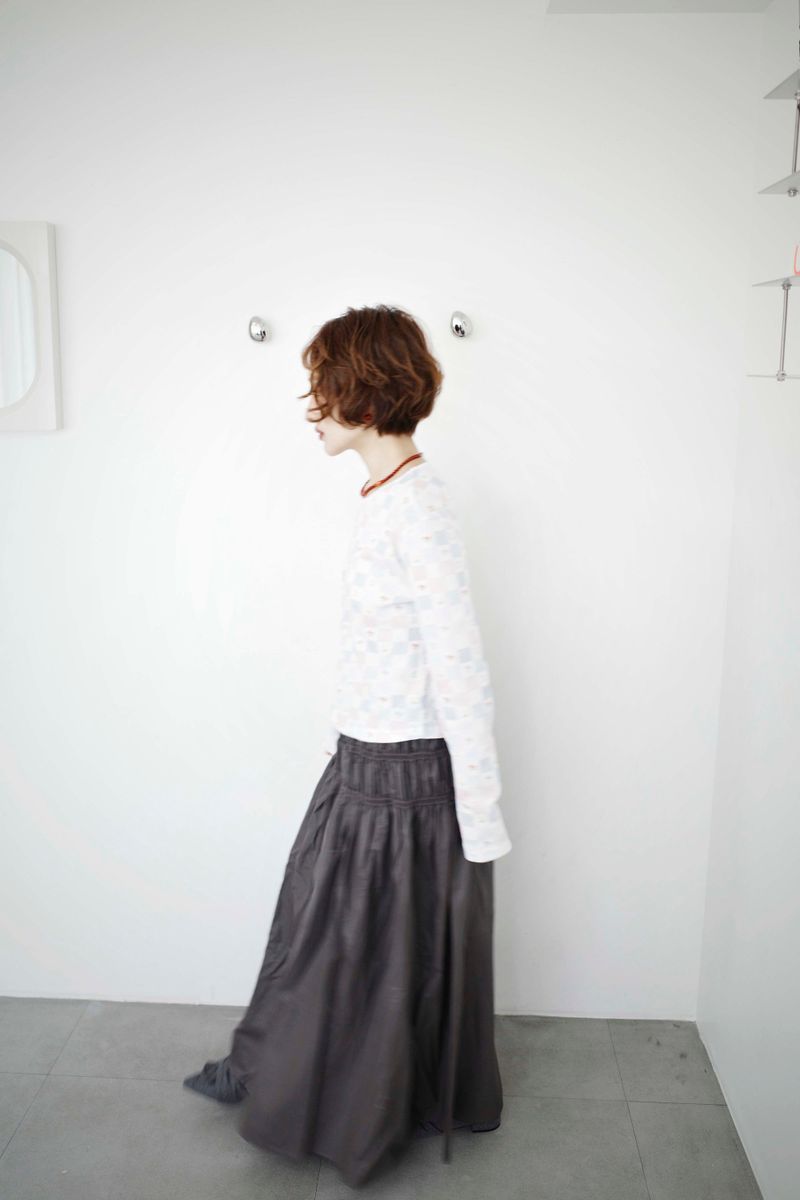 Double Shirred Leather Skirt