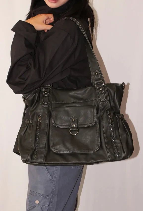 (2-way) VINTAGE POCKET LEATHER BAG