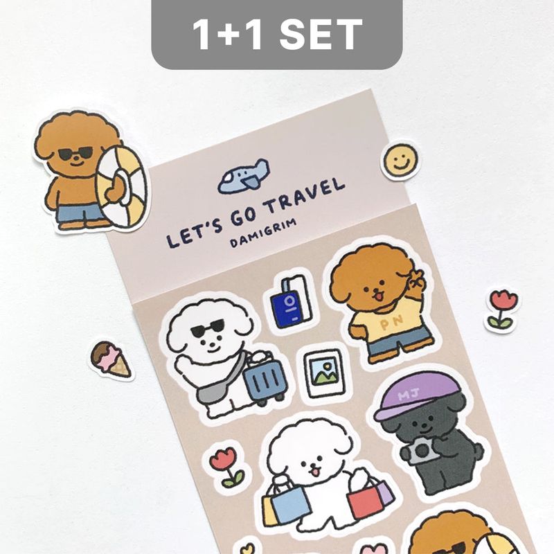 【1+1 SET】  Let's Go Travel Sticker