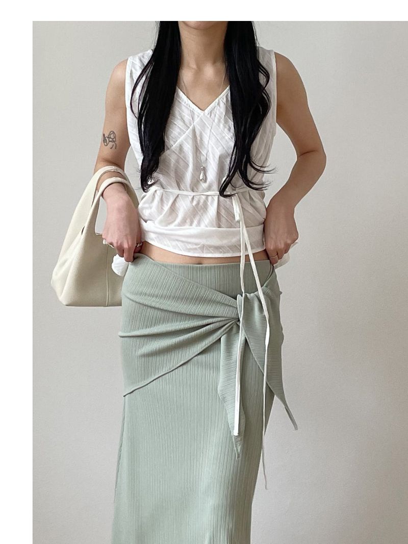 Hachi Shirred Strap Sleeveless Blouse