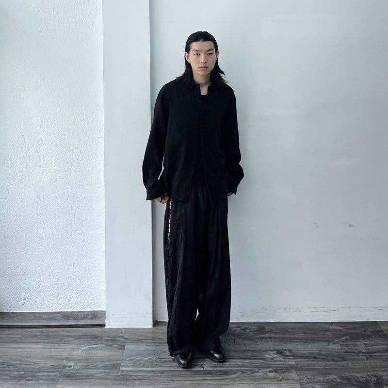 Deep Black Vertical Texture Shirt