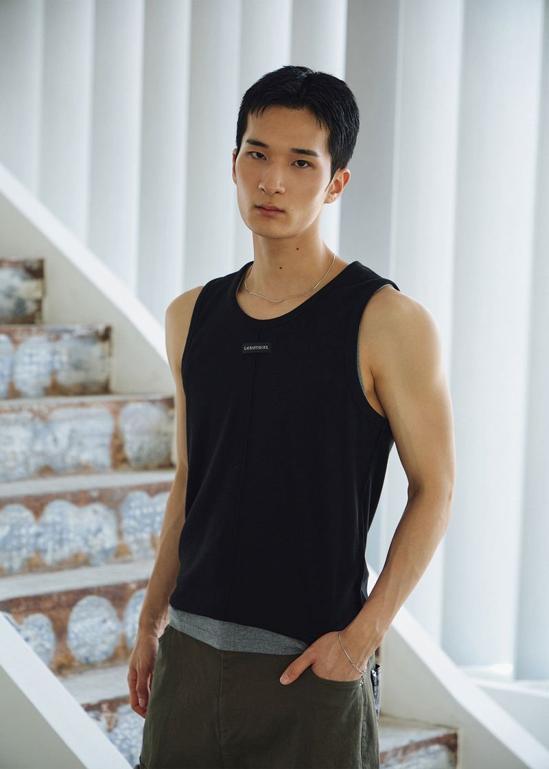 LAURANTSEOUL（ローラントソウル）の「Reverse labeling sleeveless(Black)（Tops）」