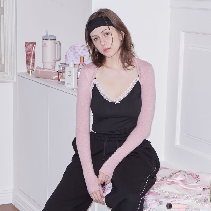 sweatsweet(スウェットスイート)の「SOFT CREAM LETTERING BOLERO - PINK(Tops)」
