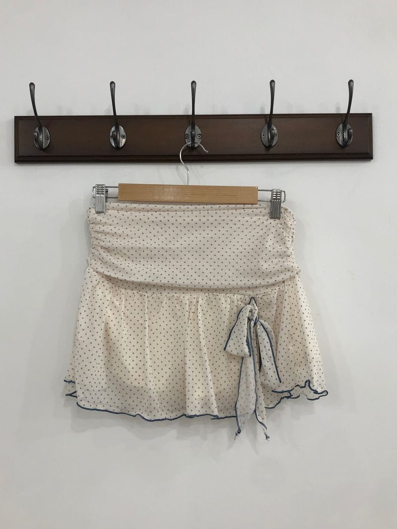 Dot Ribbon Strap Skirt (Ivory)