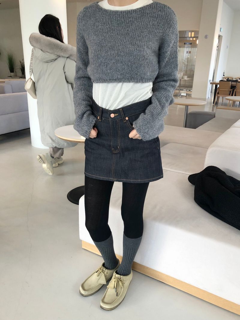 Cookie deep non-fade denim skirt