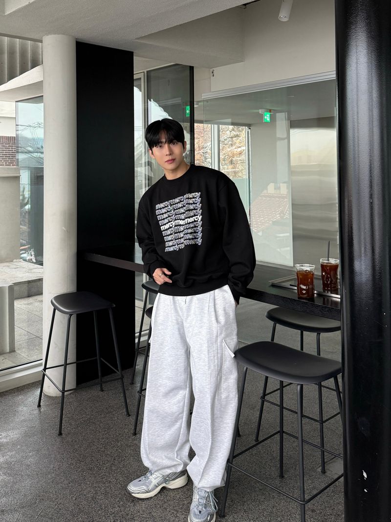 Snap cargo wide sweatpants
