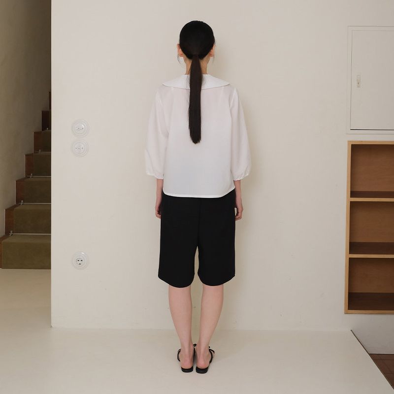 White Seersucker Ribbon Blouse