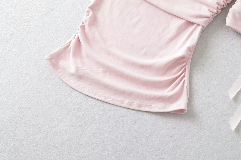 【即日発送】ウェンディーオフショルダーリボンTシャツ