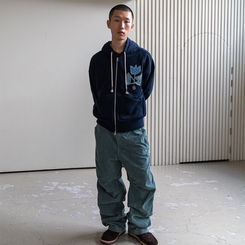 Gardener hoodied zip-up / Navy