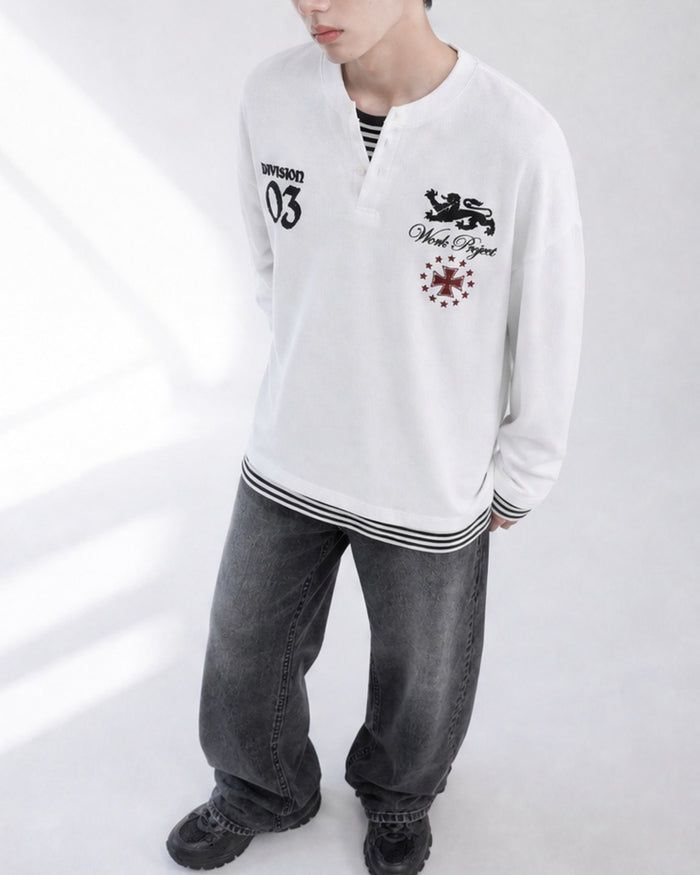 (UNISEX) Project Waffle Henley Long Sleeve