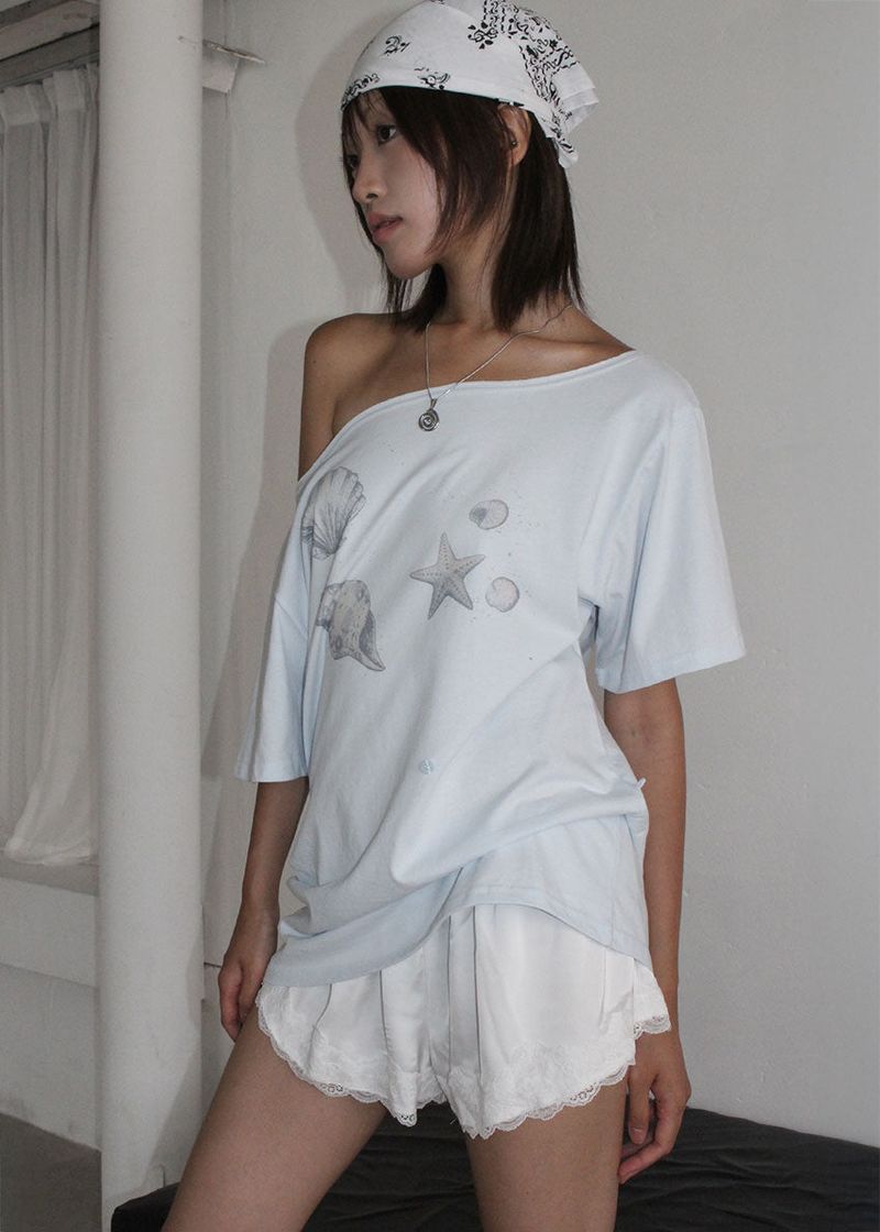 SHELL SHIRRING OFF TEE