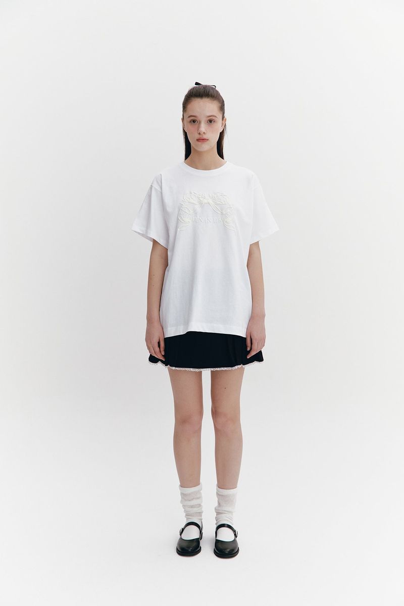 Ribbon Boxy T White