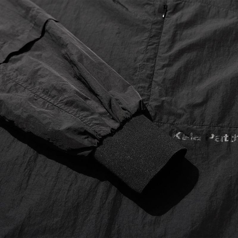 Nylon Zip Pocket Round Shirt - BLACK