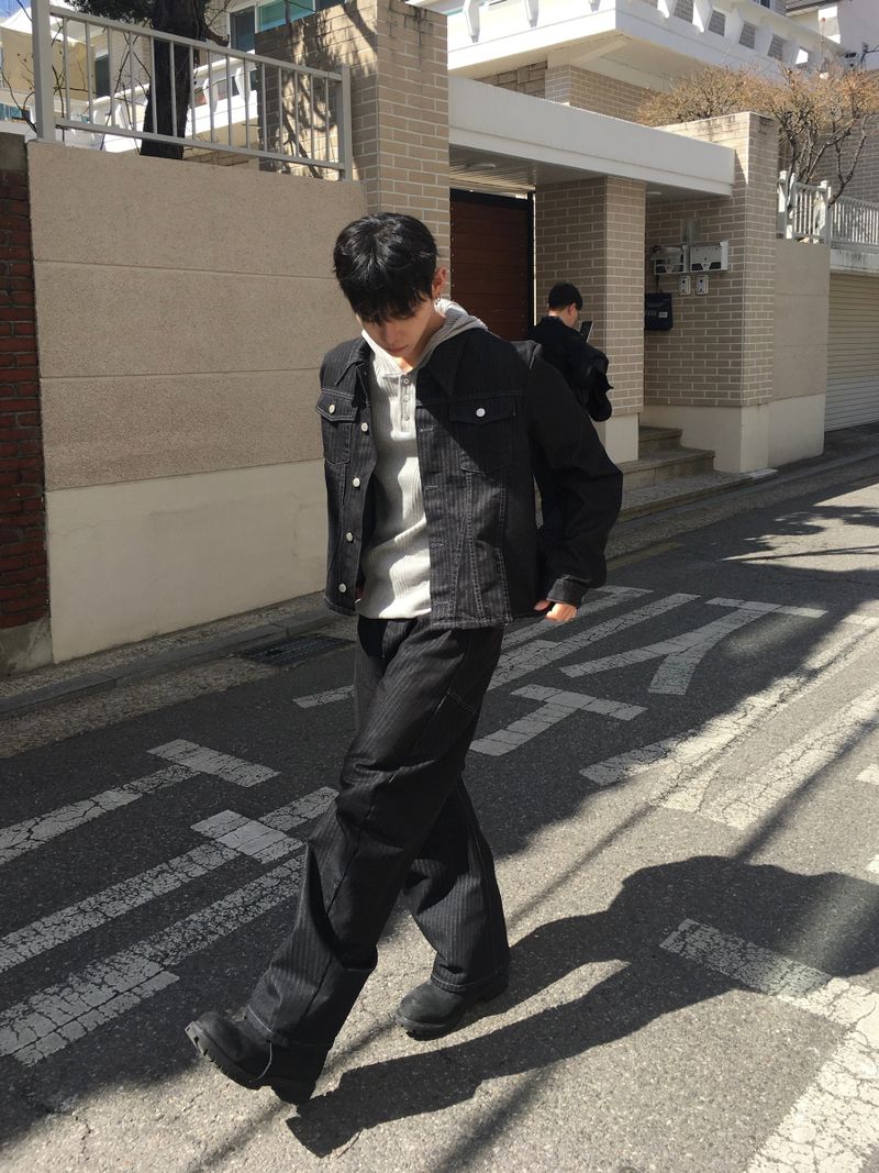 [SET] Aubert Non-Faded Wrap Denim Jacket 2C
