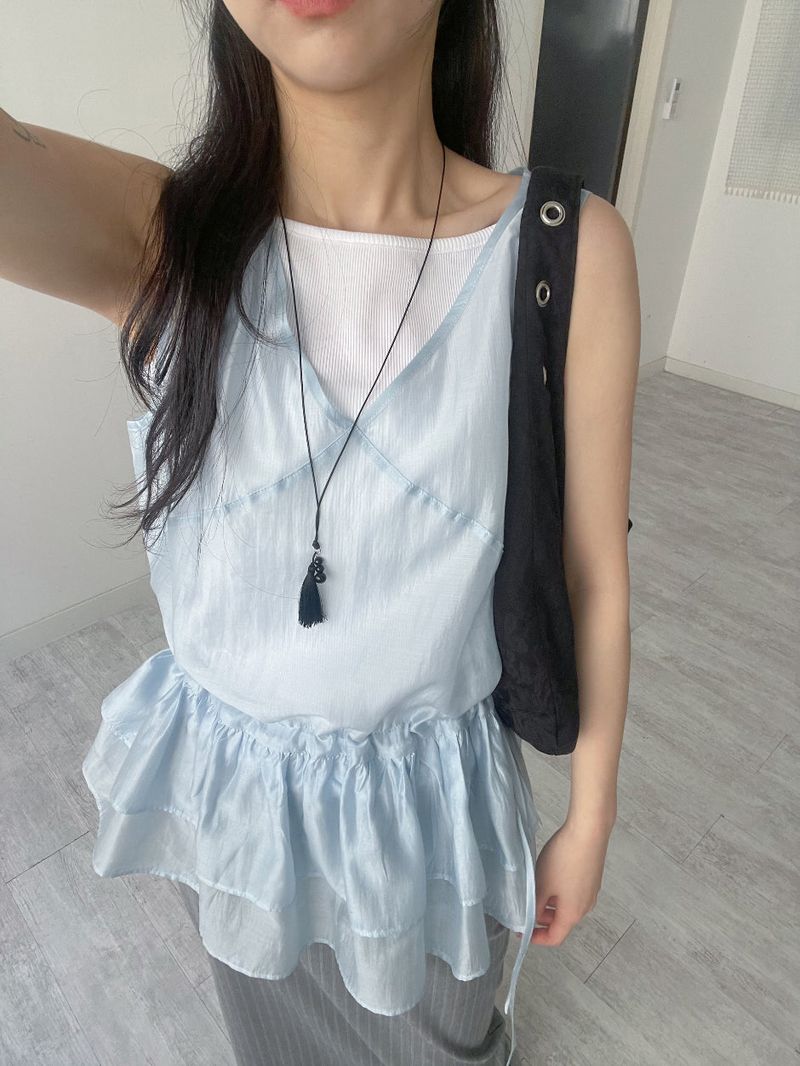 Boat Neck Square Ribbed Sleeveless
