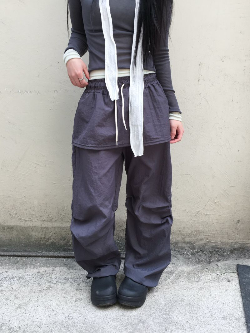 High Parachute Nylon Skirt Pants (3c)