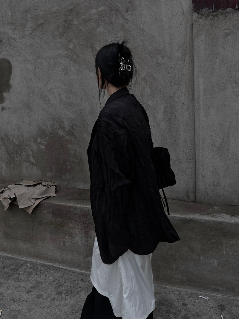 [unisex] ringkle pleated jacket